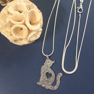 3FOR$25 Cat Lover Silver Pendant Necklace Jewelry